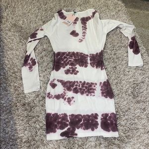 Purple tie dye notch neck bodycon mini dress